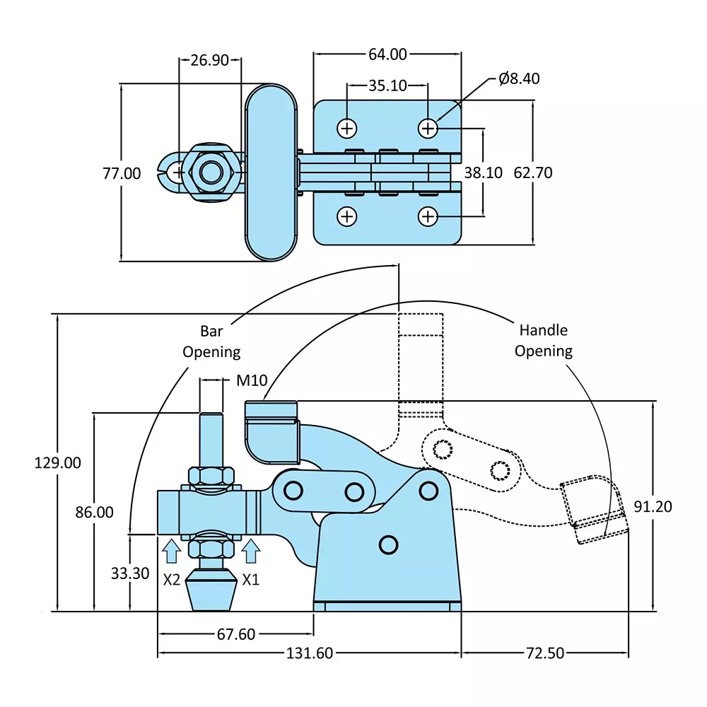 STEEL-SMITH Horizontal Hold Down Action 3.4kN H-309-U-SS