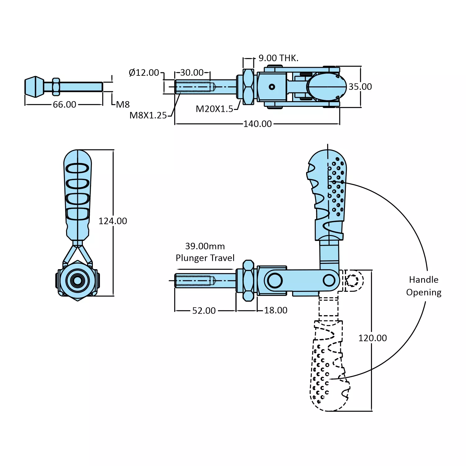 STEEL-SMITH Front Mounting Clamps Front Base 1.50 kN, HTC-500-FM