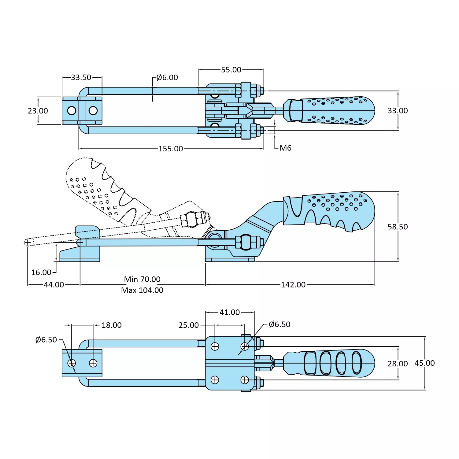 STEEL-SMITH Pull Action Clamp Flanged Base 3.4 kN, PAH-1725-M25