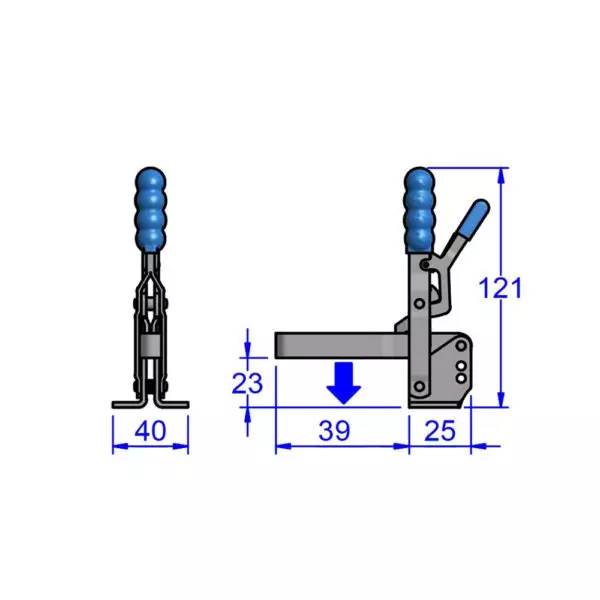 sandfield-mg-sl-series-trigger-locking-version-toggle-clamp-base-mount-mild-steel-adjustable-40-mm-bar-length-mg7-ub-sl-ms