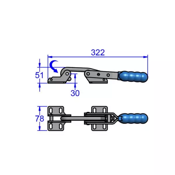 sandfield-hc-series-hook-action-toggle-clamp-stainless-steel-polished-112-mm-hook-length-hc03-with-latch-ss