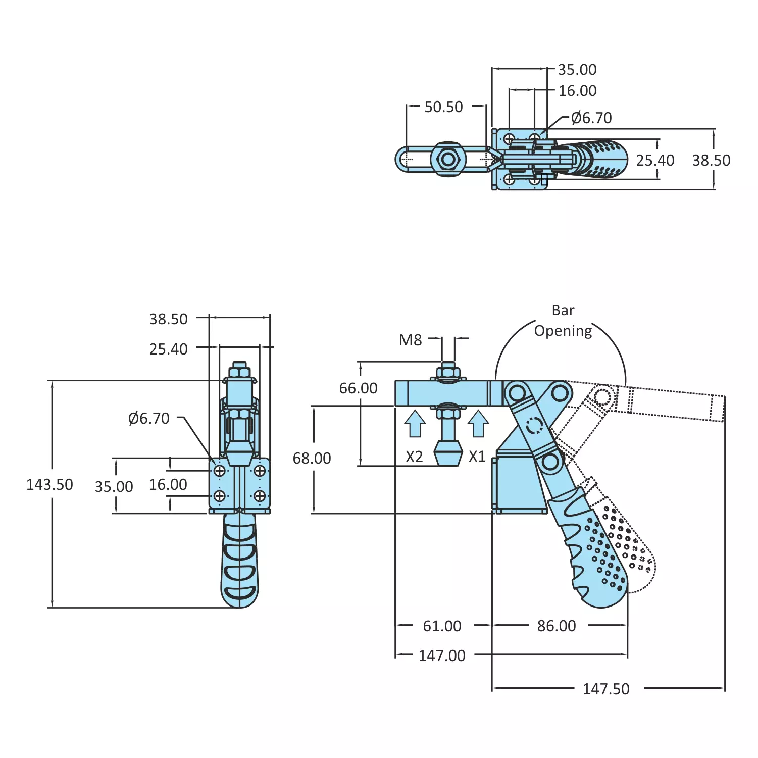 STEEL-SMITH Vertical Hold Down Action Toggle Clamp Flanged/Front Base 1.7kN, VTC-317-U