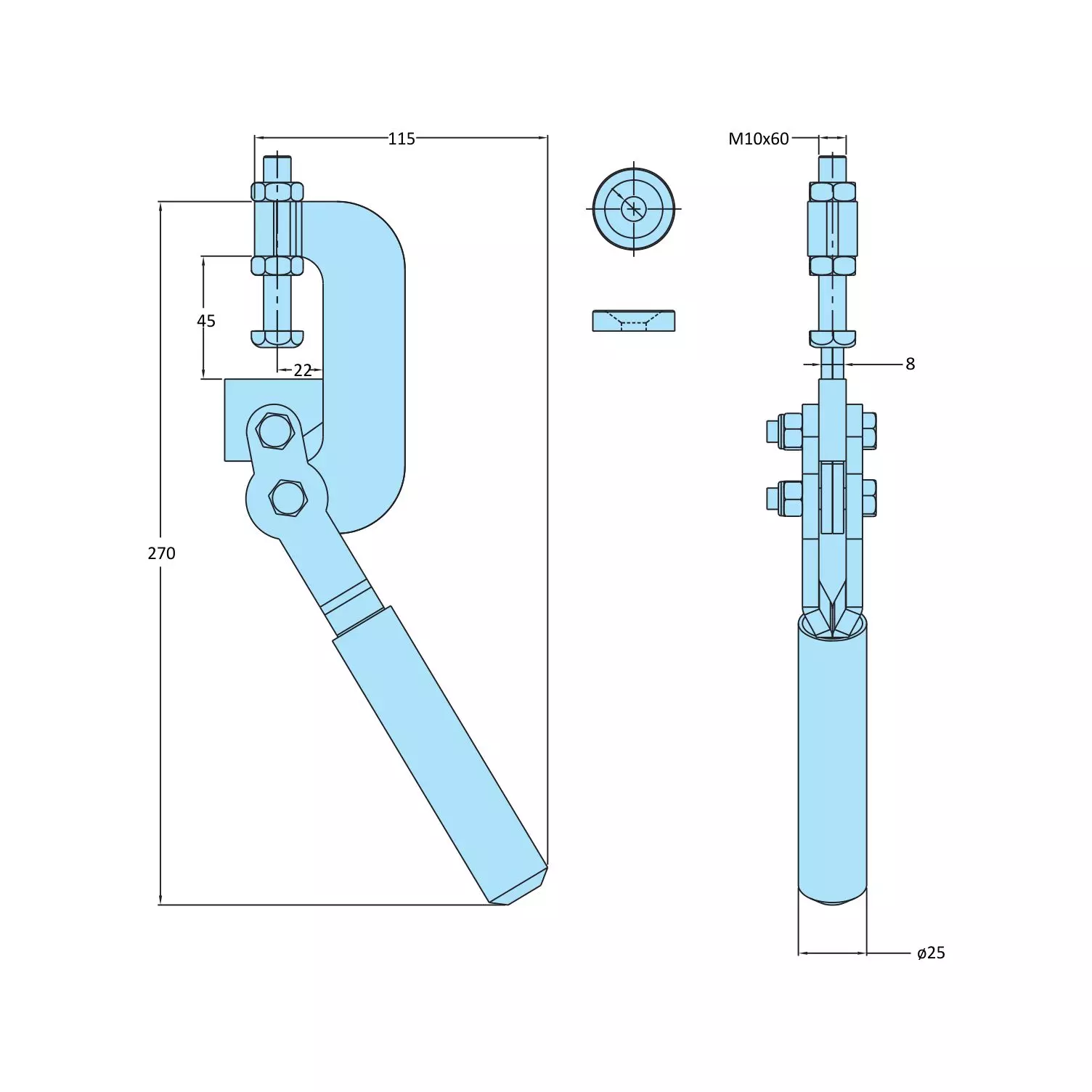 STEEL-SMITH Pull Back Action Weldable Base 2.00 kN, PB-4522