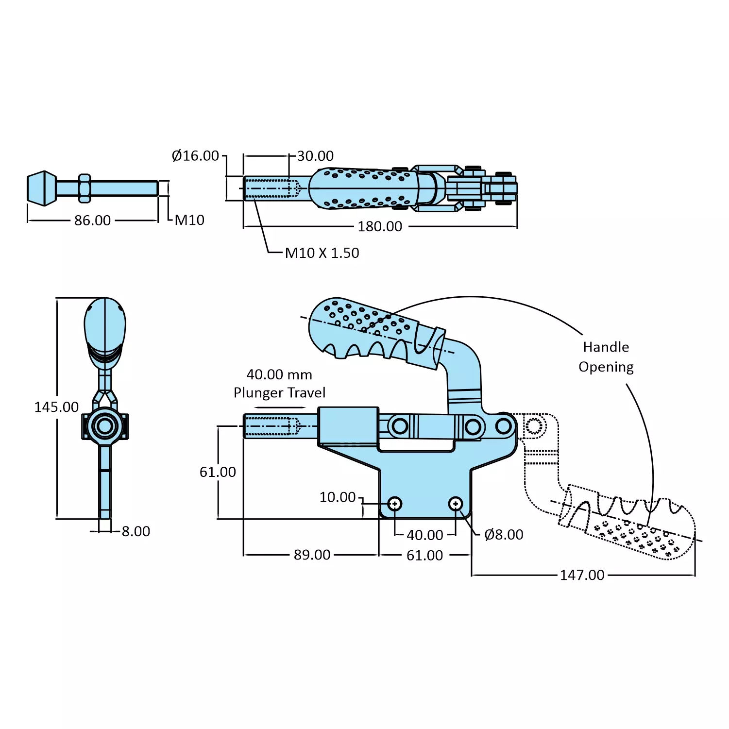 STEEL-SMITH Package Size Clamps Straight Base 3.90 kN, HTC-3540-PS-BS