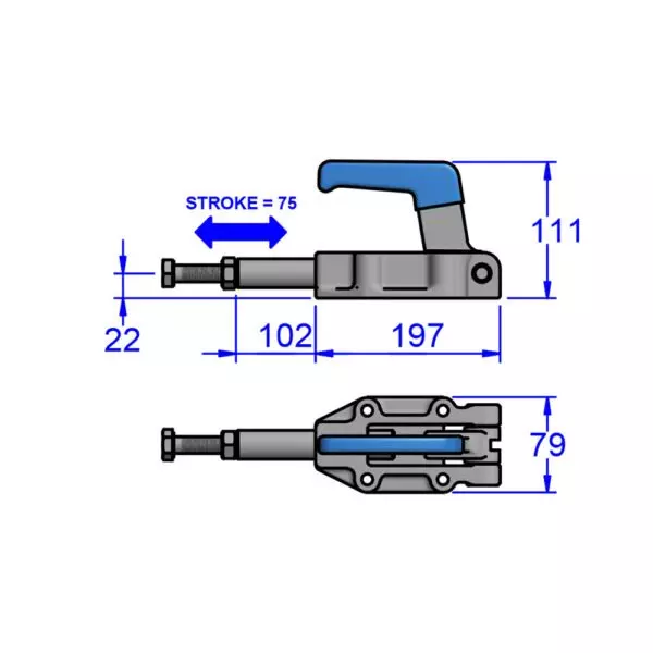 sandfield-cp-series-plunger-action-nose-mounted-toggle-clamp-heavy-gauge-steel-chemi-black-m12x50-mm-spindle-cp75