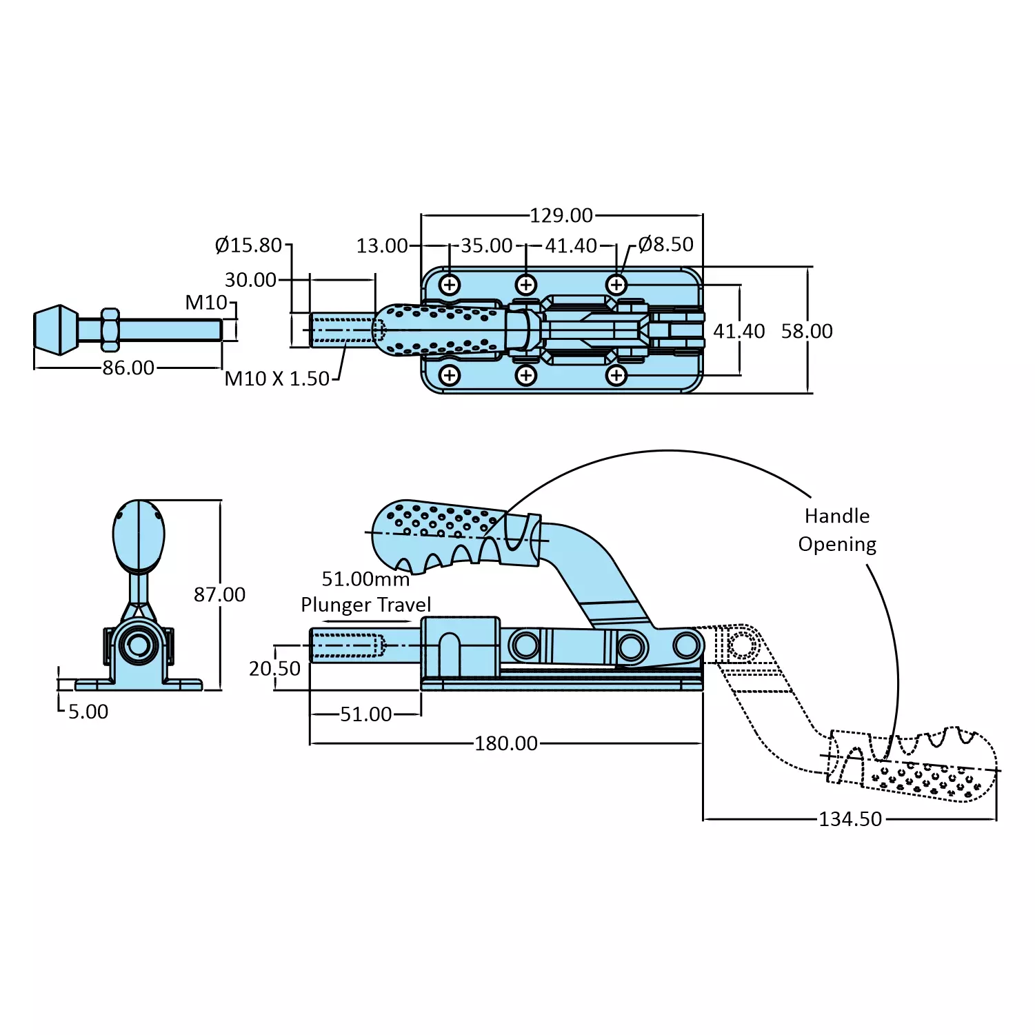 STEEL-SMITH Action Toggle Clamp Flange Base 7.80 kN, HTC-630-LH