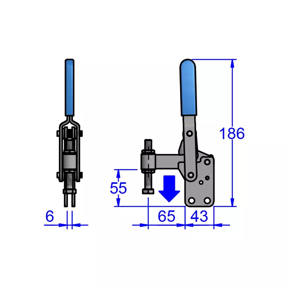 sandfield-mg-series-vertical-action-hold-down-toggle-clamp-template-mount-mild-steel-fixed-65-mm-bar-length-mg86-s
