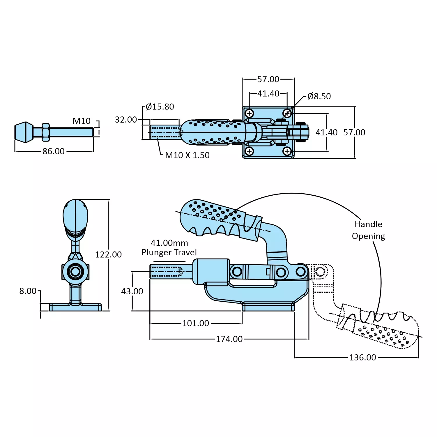 STEEL-SMITH Action Toggle Clamp Flange Base 3.90 kN, HTC-610-PS
