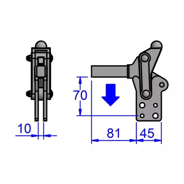 sandfield-m-series-heavy-duty-hand-clamp-toggle-clamp-template-mount-mild-steel-predrilled-100-mm-bar-length-m19-01-70