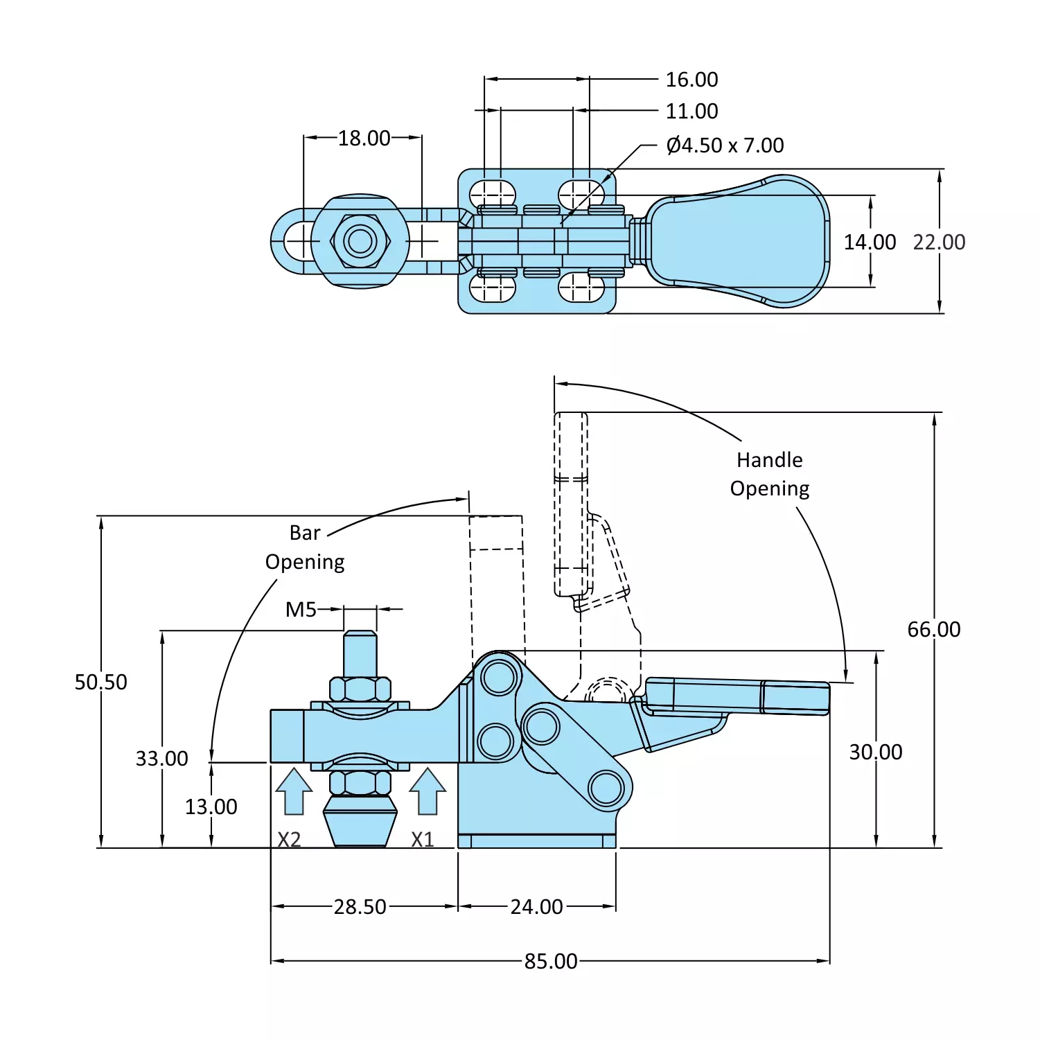 STEEL-SMITH Miniature Clamps Flange Base 0.5kN, H-1323-UB-SS