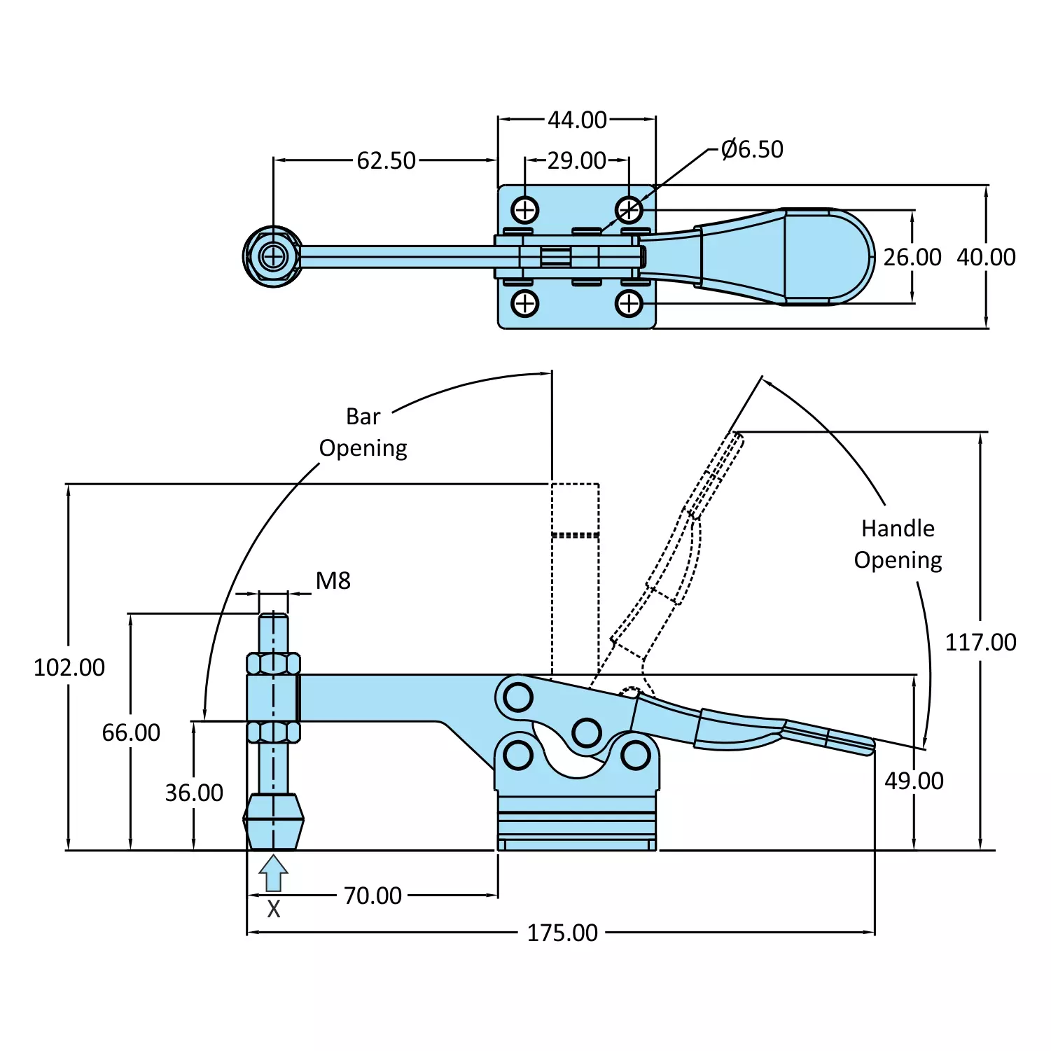 STEEL-SMITH Medium Duty Clamps Flanged Base 2.4 kN, H-3665-SF