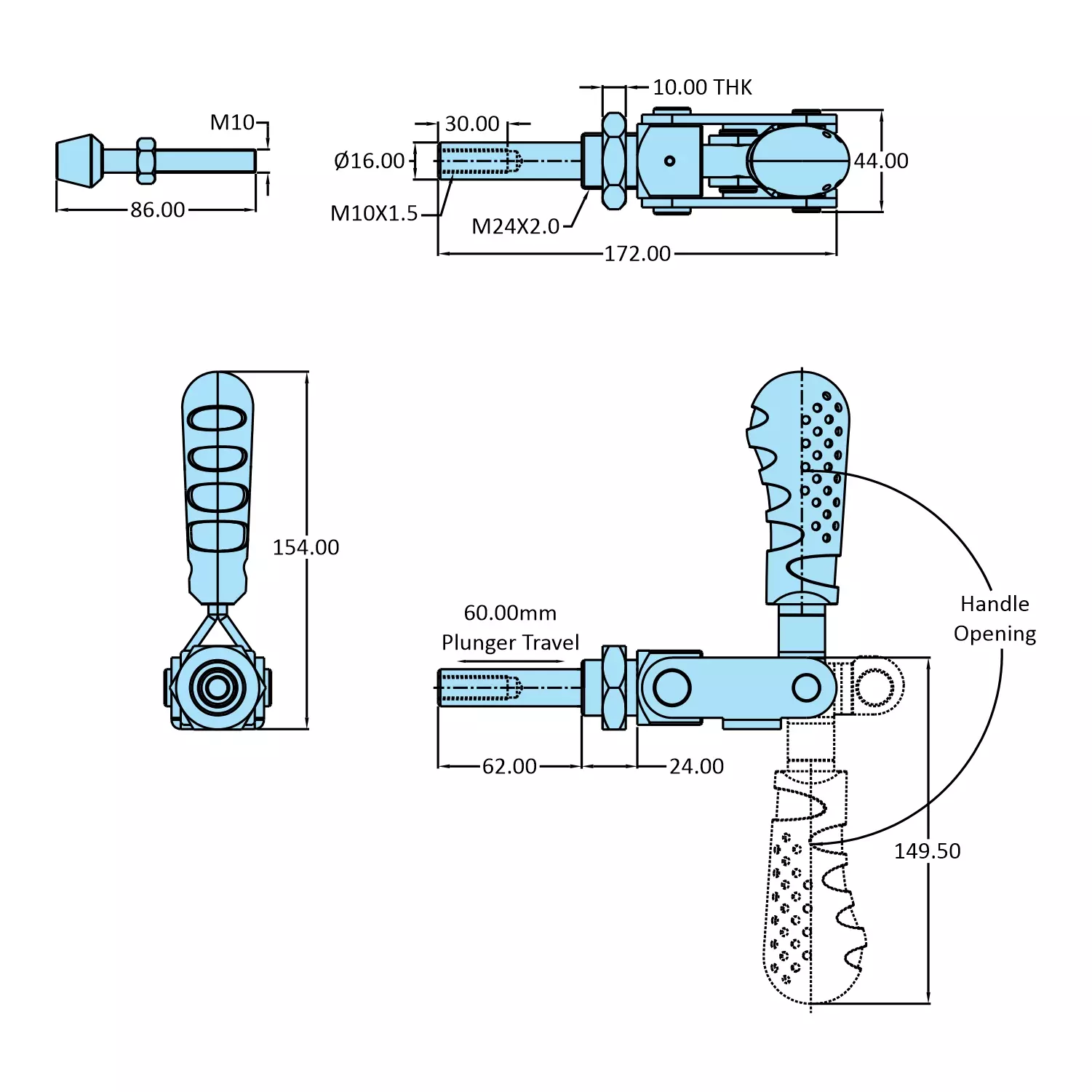 STEEL-SMITH Front Mounting Clamps Front Base 3.40 kN, HTC-600-FM