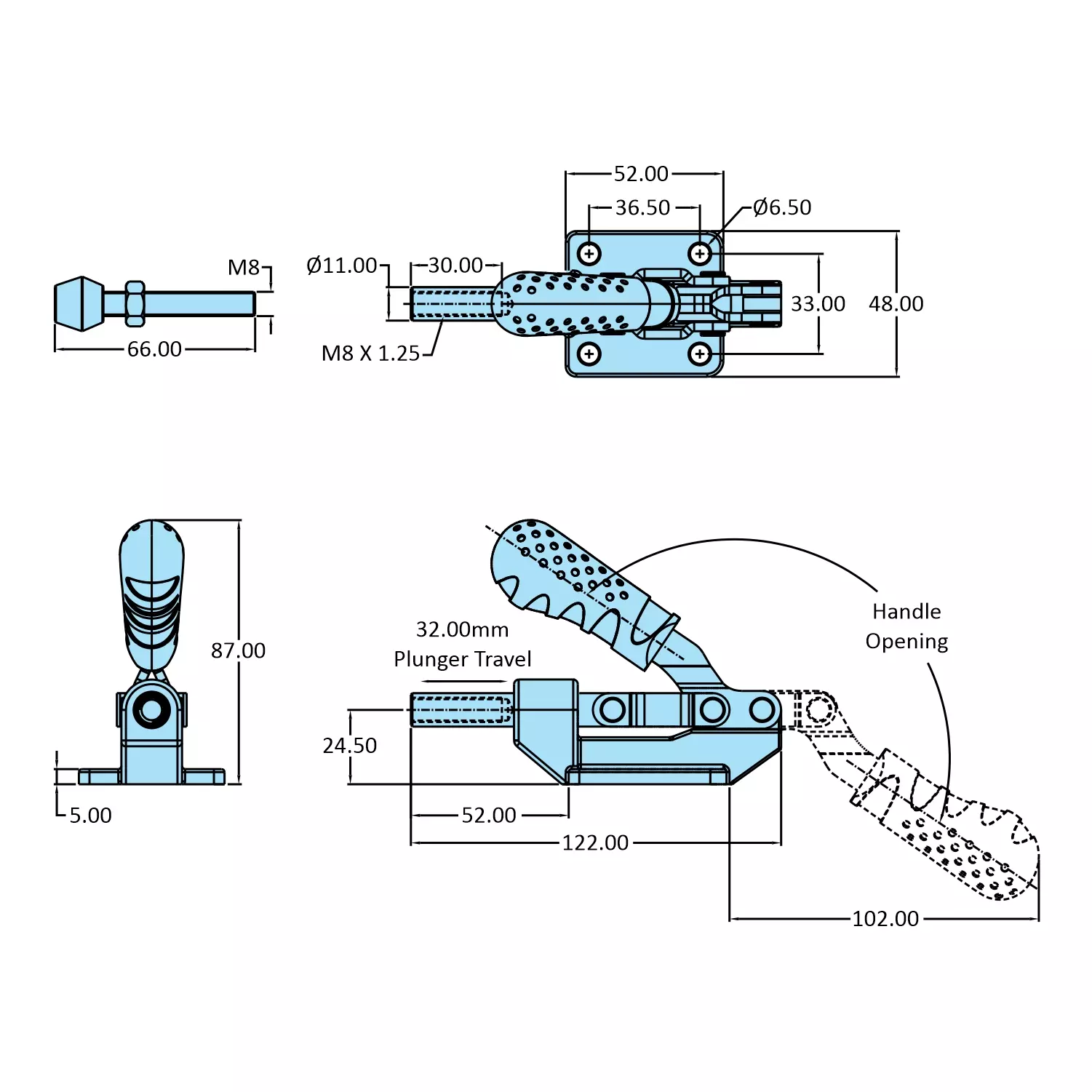 STEEL-SMITH Action Toggle Clamp Flange Base 2.90 kN, HTC-603-PS