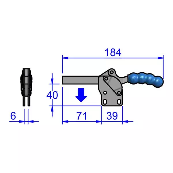 sandfield-mh-series-horizontal-action-toggle-clamp-template-mount-heavy-gauge-steel-solid-71-mm-bar-length-mh4