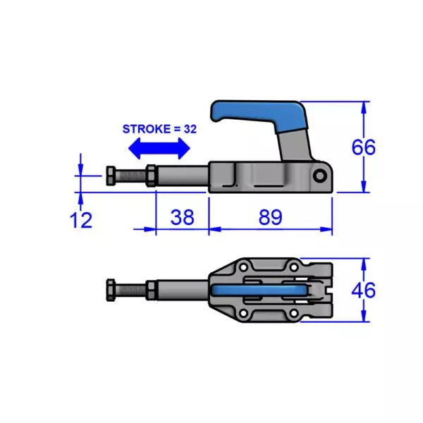 sandfield-cp-series-plunger-action-nose-mounted-toggle-clamp-heavy-gauge-steel-chemi-black-m8x65-mm-spindle-cp95