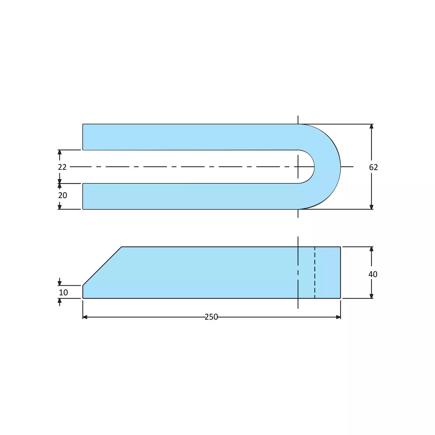 STEEL-SMITH Open Ended Strap Clamp Flat for M20 UFS-20250