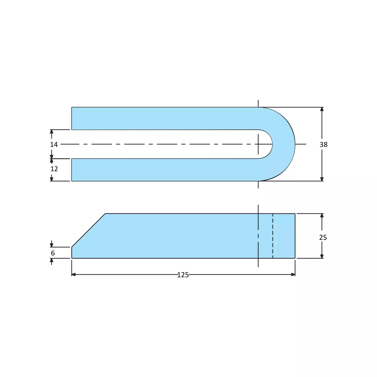 STEEL-SMITH Open Ended Strap Clamp Flat for M12 UFS-12125