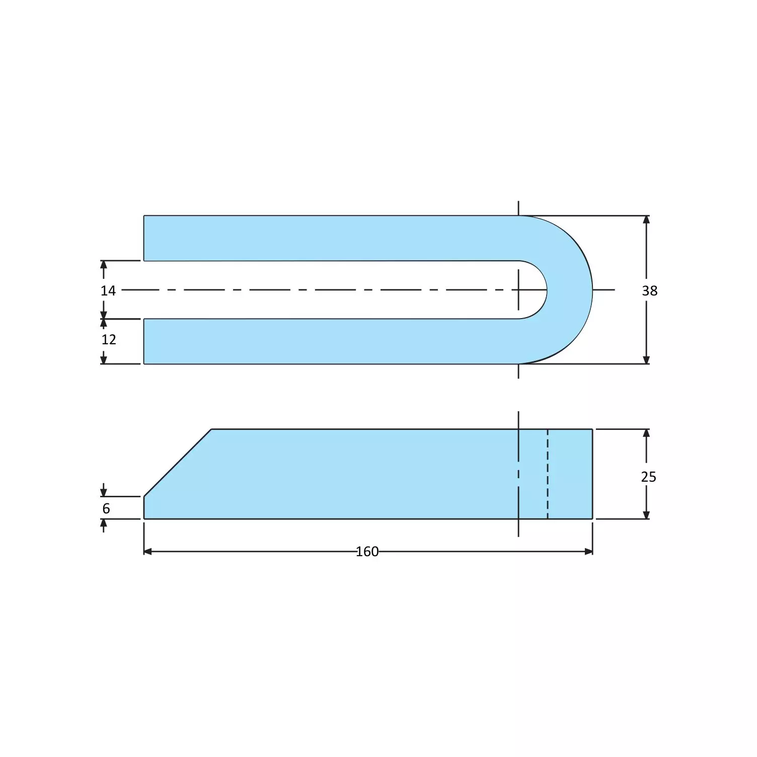 STEEL-SMITH Open Ended Strap Clamp Flat for M12 UFS-12160