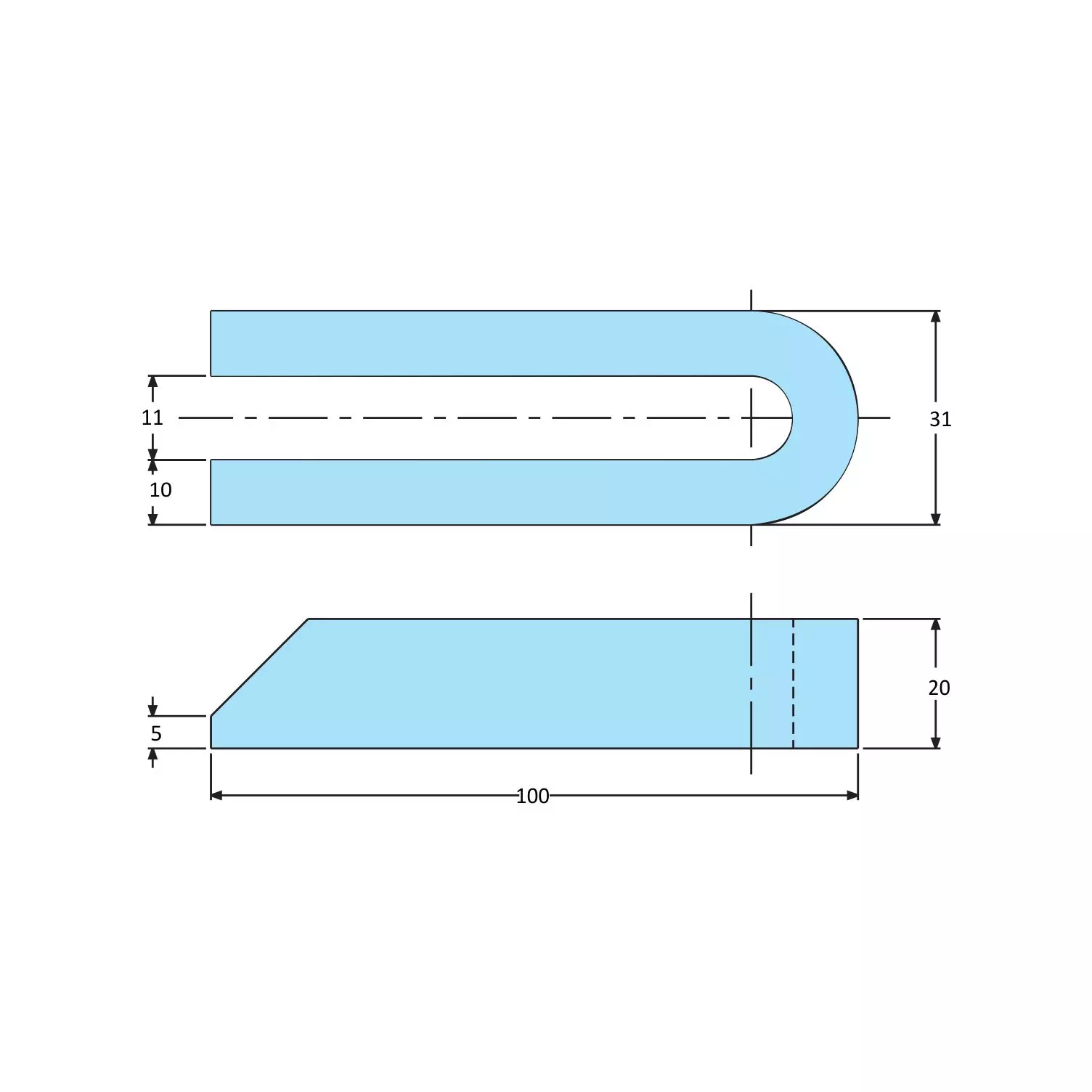 STEEL-SMITH Open Ended Strap Clamp Flat for M10 UFS-10100