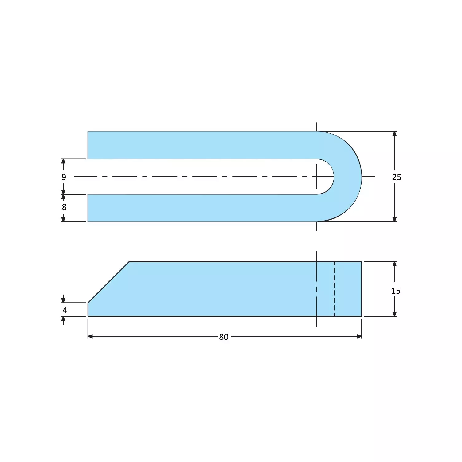 STEEL-SMITH Open Ended Strap Clamp Flat for M8 UFS-880