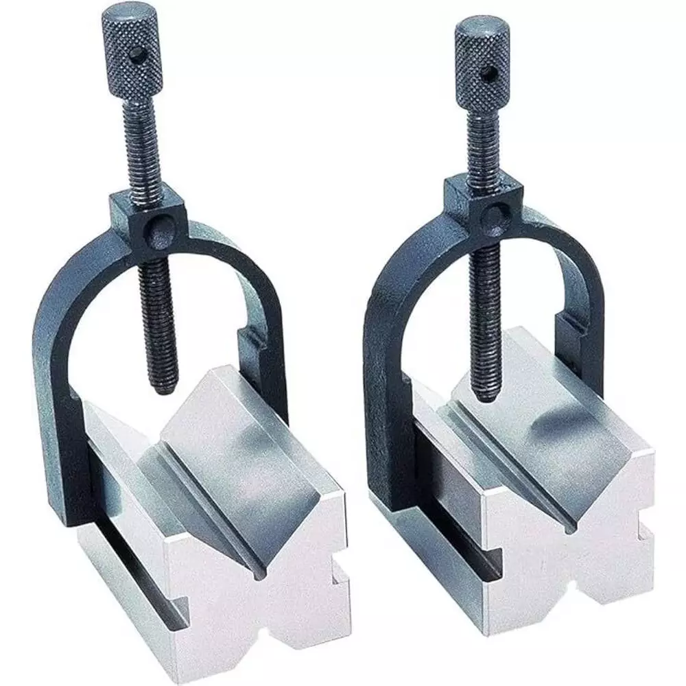 Aastha Tools Vee Block With Clamps Silver 40X32X32 mm (Set of 2)