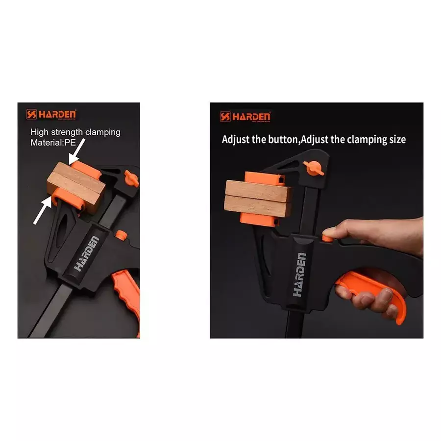 HARDEN Quick Ratchet Bar Clamp Nylon-Fiberglass Mixture Body 300 mm (12 inch) with Black Finished Bar, 600332