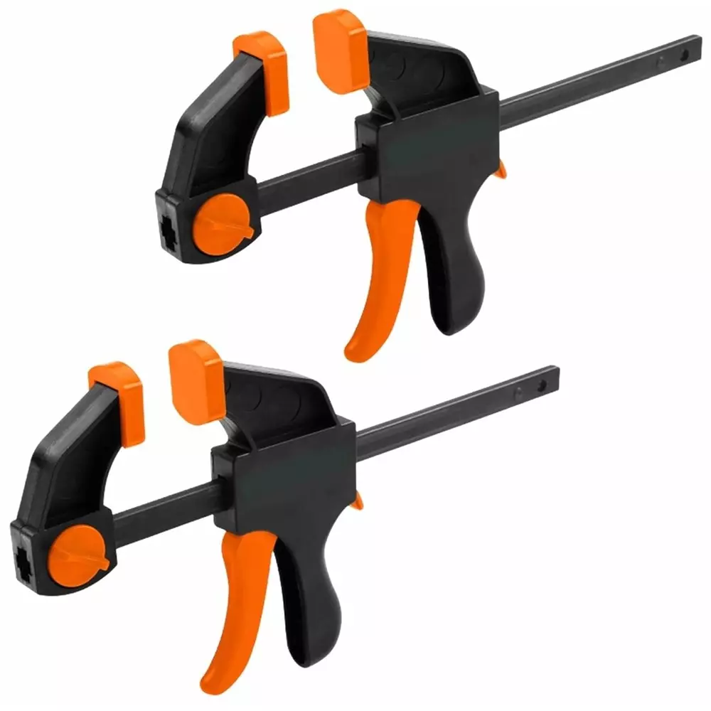 Kizer Quick Ratchet Bar Clamp 6 inch (150 mm) Nylon Body with A3 Steel Bar Black Finish, KZ-332 (Pack of 2)