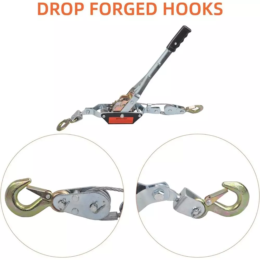 DY TOOLS Hand Cable Puller 2 Ton Pulling Capacity Flat Stock Steel with 1.9 m Effective Distance