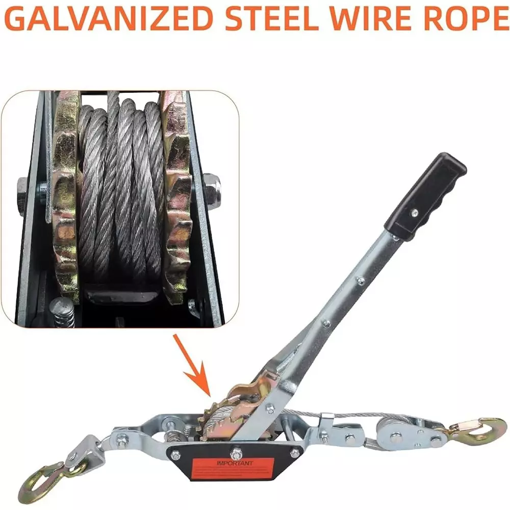 DY TOOLS Hand Cable Puller 2 Ton Pulling Capacity Flat Stock Steel with 1.9 m Effective Distance