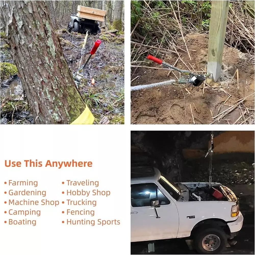 DY TOOLS Hand Cable Puller 2 Ton Pulling Capacity Flat Stock Steel with 1.9 m Effective Distance