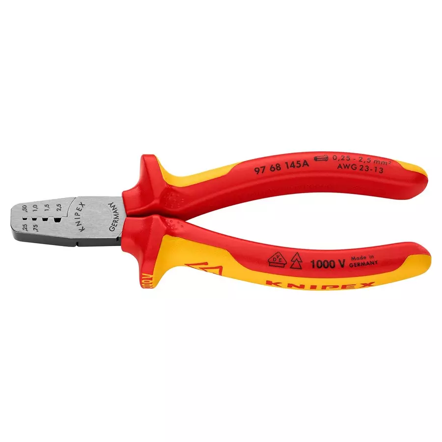 KNIPEX VDE CRIMP PLIERS, FERRULES 0.25-2.5MM2, 97 68 145 A
