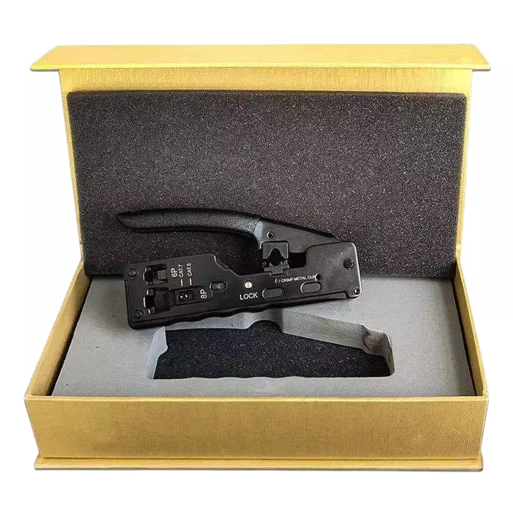 Techut Hand Crimping Tool CAT7 with Matte Finish Handle, Black