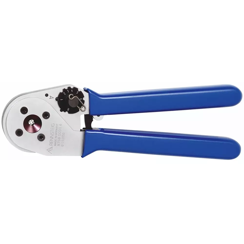 RENNSTEIG Hand Crimping Tool Chrome Plated AWG 26-12 Capacity Ø5.5 mm Maximum Contact Diameter, R8758 0000 6