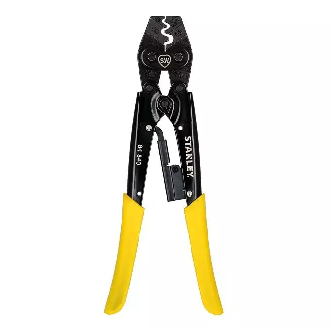 STANLEY Hand Crimping Tool with Carbon Steel Blade Black Finish and 0.75-6 mm² Crimping Range, 84-840-8