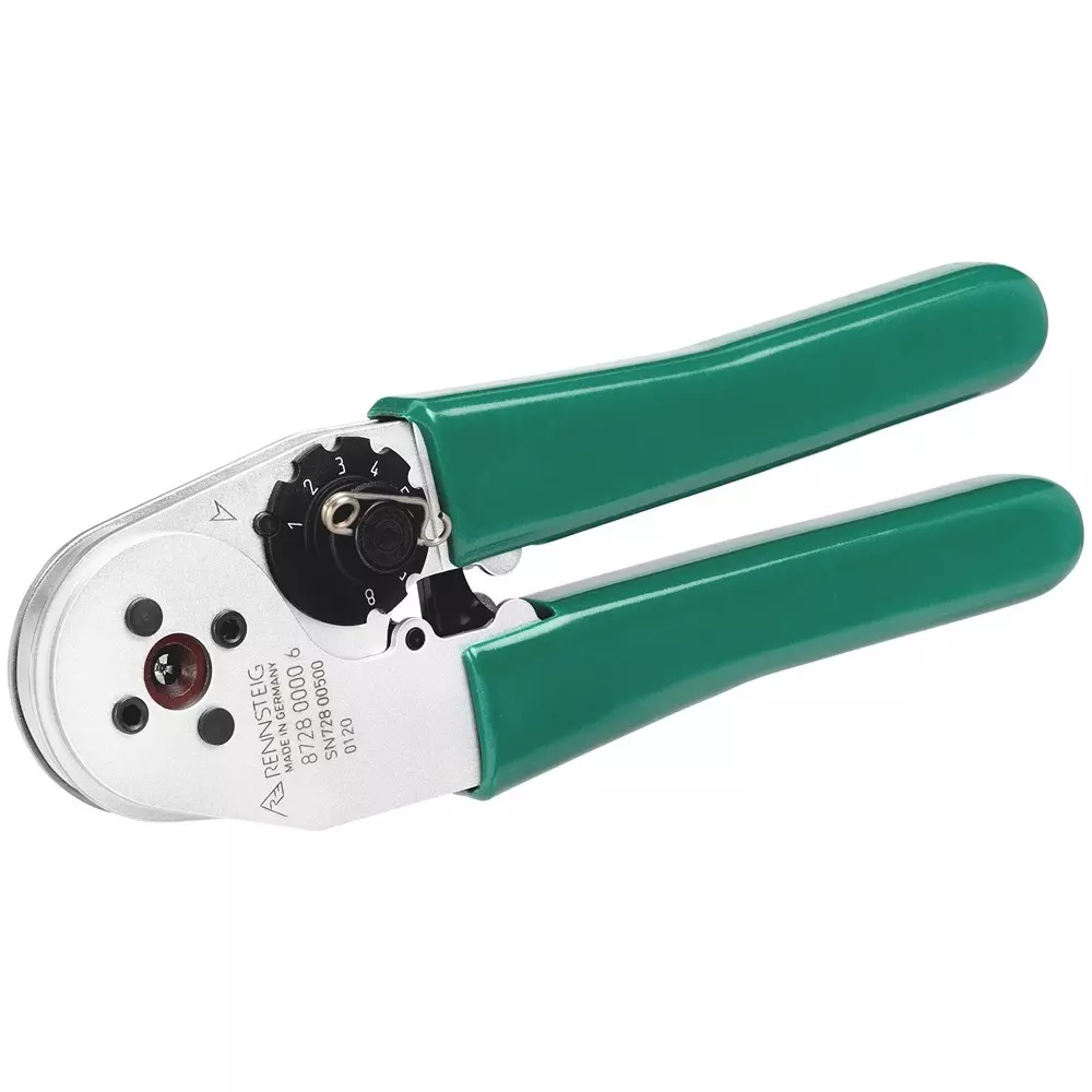 RENNSTEIG Hand Crimping Tool Chrome Plated AWG 28-16 Capacity Ø4 mm Maximum Contact Diameter, R8728 0000 6