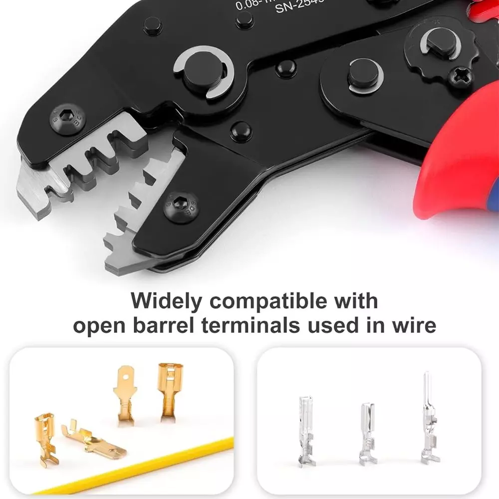 Jawsons Ratcheting Wire Crimper Tool Carbon Steel AWG 28–18 (0.08-1 mm²) Crimping Range, SN-2549