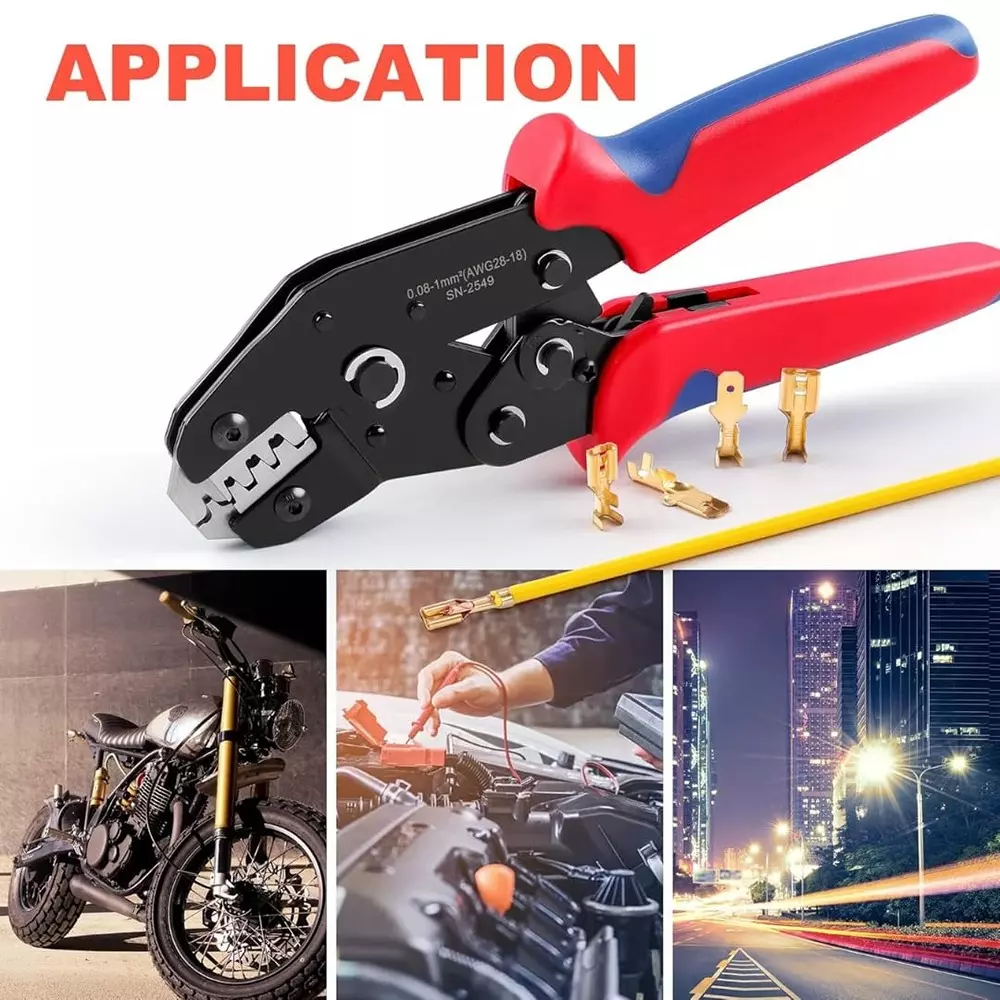 Jawsons Ratcheting Wire Crimper Tool Carbon Steel AWG 28–18 (0.08-1 mm²) Crimping Range, SN-2549