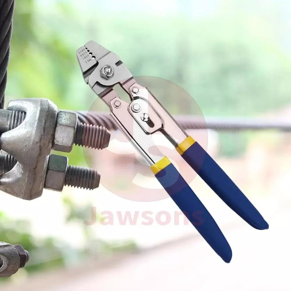 Jawsons Wire Rope Crimping Tool with 3 Size Aluminum Double Barrel Ferrule Crimping Loop Sleeve Kit