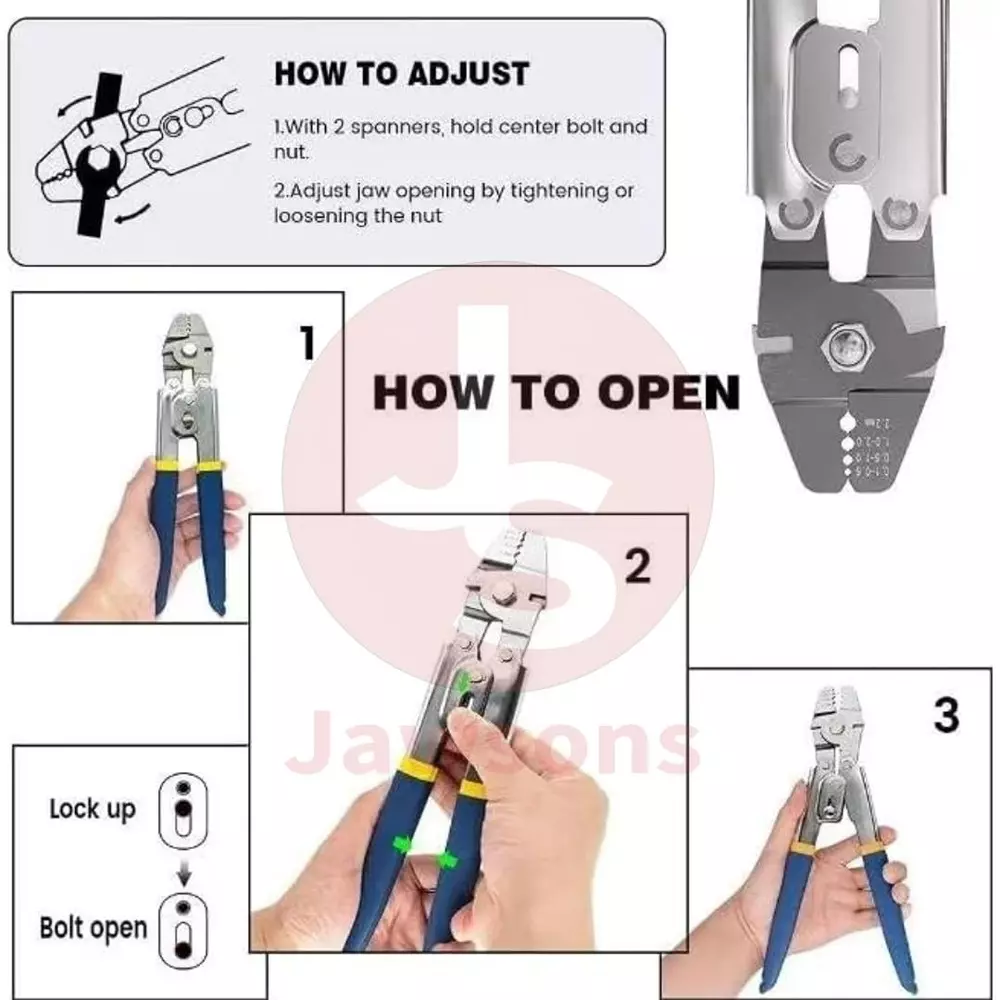 Jawsons Wire Rope Crimping Tool with 3 Size Aluminum Double Barrel Ferrule Crimping Loop Sleeve Kit