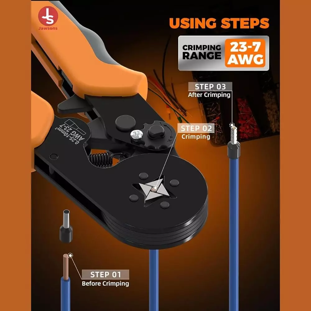 Jawsons Crimping Plier Tool Set with 1200 Pcs Wire End Ferrules & Crimper Plier for AWG 23-7 (0.25-10 mm²) Electrical Wire Connectors