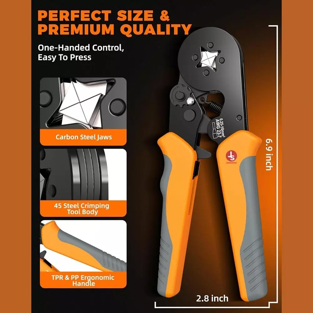 Jawsons Crimping Plier Tool Set with 1200 Pcs Wire End Ferrules & Crimper Plier for AWG 23-7 (0.25-10 mm²) Electrical Wire Connectors