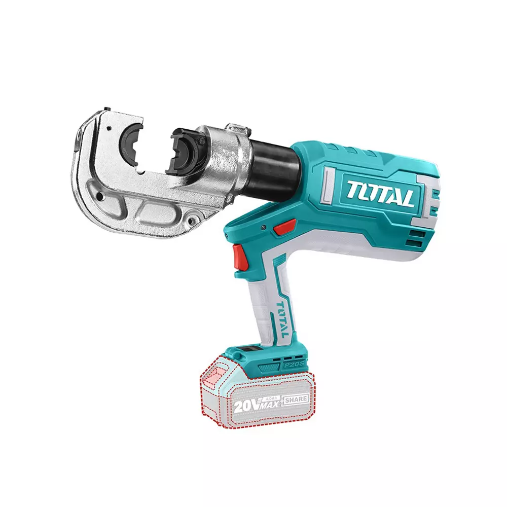Total Hydraulic Crimping Tool 20 V 120 kN 16-400 mm² with 2 Batteries, Charger & Dies Set, TCTLI2002