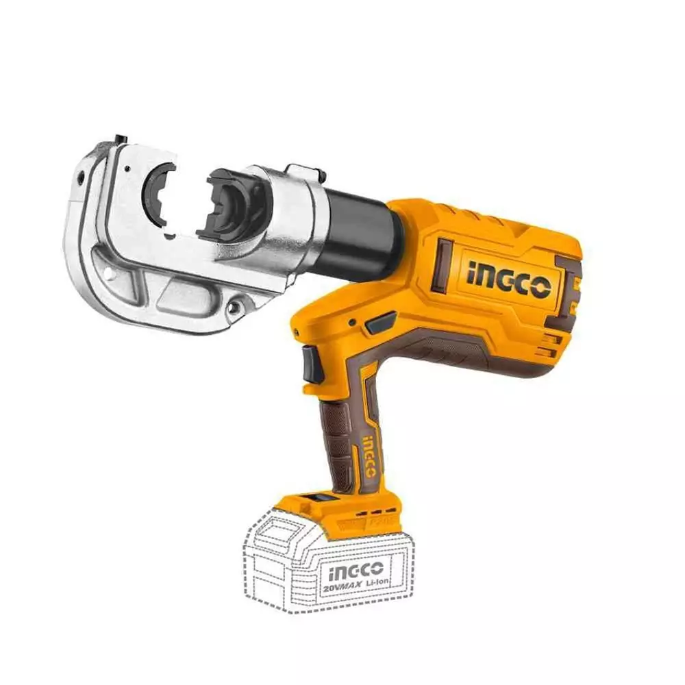 Ingco Cordless Hydraulic Crimping Tool 42 mm Stroke LED Usage Count Display 5.0 Ah Battery Capacity, CTLI2005 (with Battery)