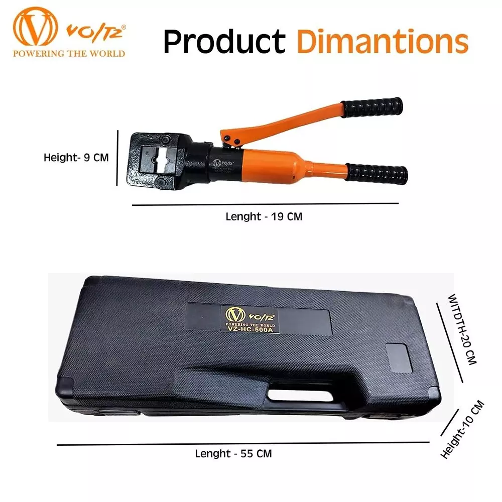 Voltz Hydraulic Crimping Tool with 22 Ton Crimping Force and Hexagon Crimping, VZ-HC-500
