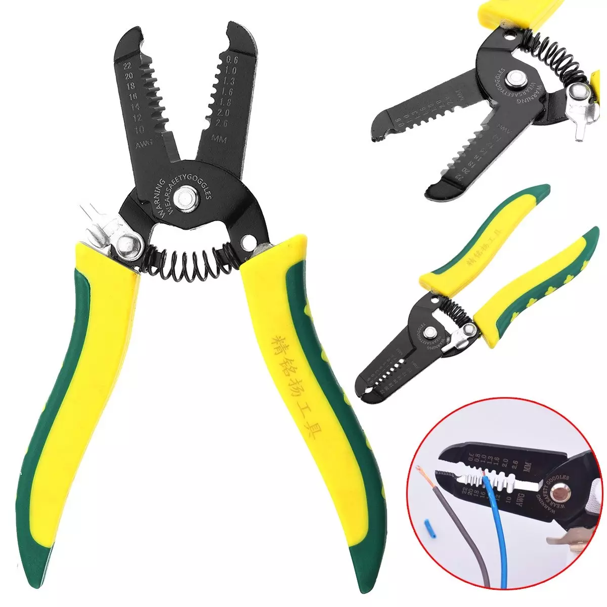 Tools Shop Professional Wire Stripper Cable Cutter Crimper Pliers 17.8 mm Length