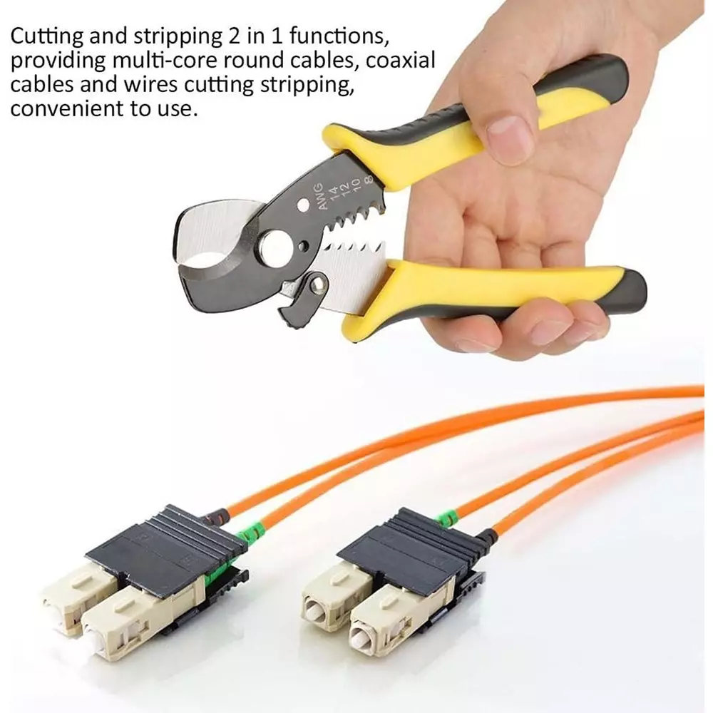DY TOOLS Professional Wire Stripper and Crimper Tool for 8-14 AWG (American Wire Gauge) Wires, Orange & Black