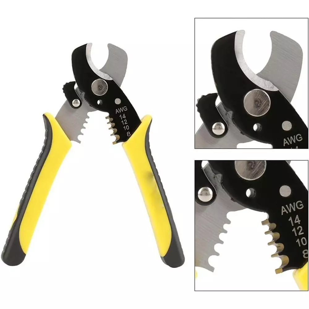 DY TOOLS Professional Wire Stripper and Crimper Tool for 10-14 AWG Wires, Yellow & Black