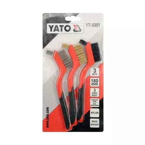 Yato YT-6351 3PCS Steel Wire Brush Set Increases Cleaning Efficiency Made Of steel Wire and Brass