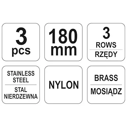 Yato YT-6351 3PCS Steel Wire Brush Set Increases Cleaning Efficiency Made Of steel Wire and Brass