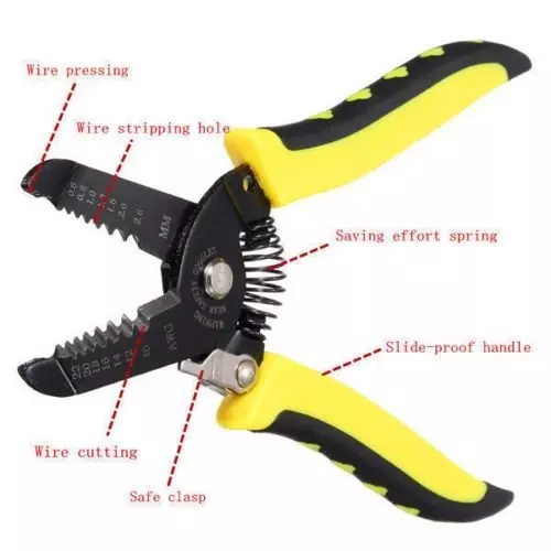 Tools Shop Multifunctional Handle Tool Cable Wire Stripper Cutter Pliers ‎1.6 mm Cutting Dia